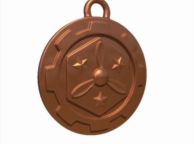 Steampunk Airship Medallion in Polished Bronze Steel