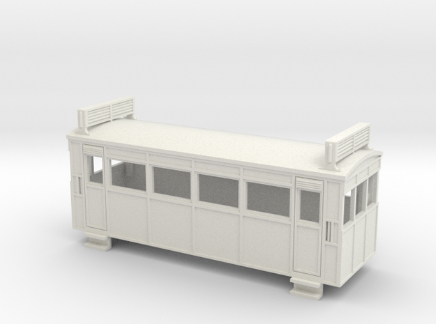 009 Drewry 4w railcar with roof radiators  in White Natural Versatile Plastic