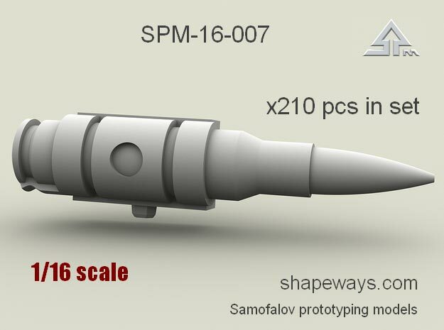 1/16 SPM-16-007 cal.30 (7.62mm) cartridges linked in Clear Ultra Fine Detail Plastic