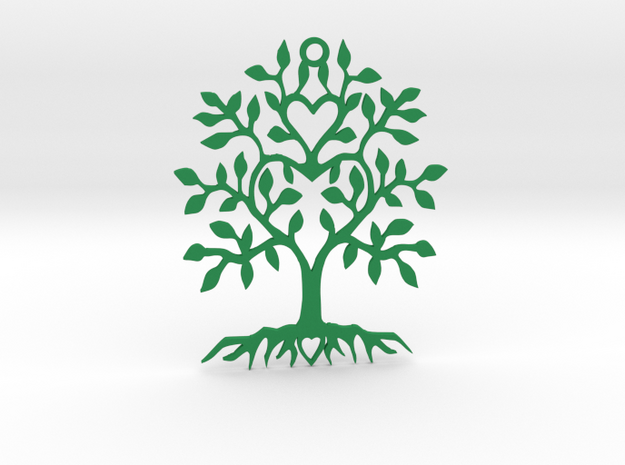 Tree Heart Pendant in Green Processed Versatile Plastic