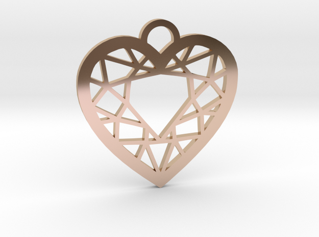 Diamond Heart Charm in 14k Rose Gold Plated Brass