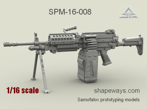 1/16 SPM-16-008 m249 MK48mod0 7,62mm machine gun in Clear Ultra Fine Detail Plastic