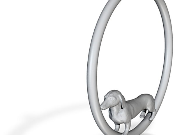 Dachshund Hoop Earring in Tan Fine Detail Plastic