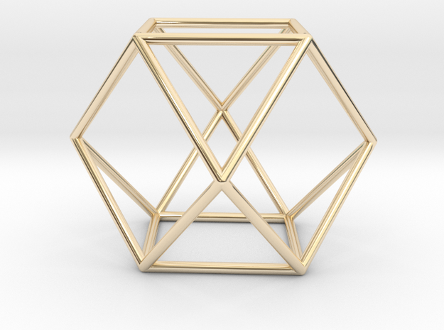 Vector Equilibrium - Cuboctahedron 40mm Sacred Geo in 14k Gold Plated Brass