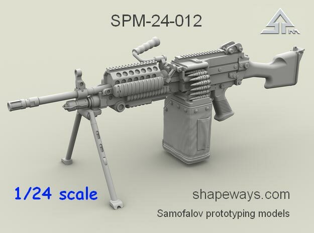 1/24 SPM-24-012 m249 MK48mod0 7,62mm machine gun in Clear Ultra Fine Detail Plastic