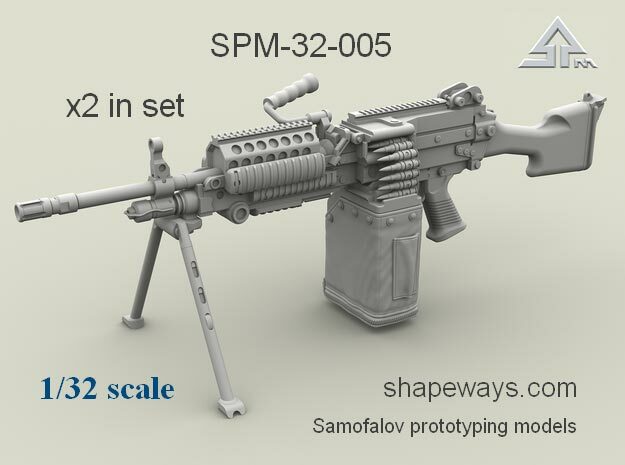 1/32 SPM-32-005 m249 MK48mod0 7,62mm machine gun in Clear Ultra Fine Detail Plastic