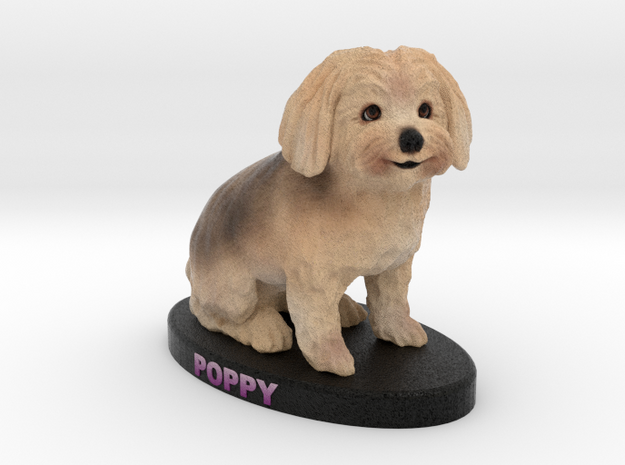 Custom Dog Figurine - Poppy in Full Color Sandstone