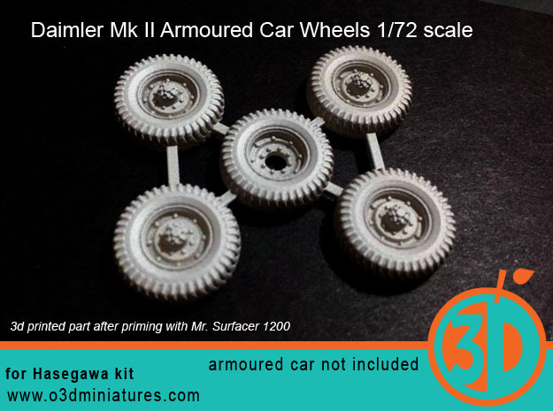 Daimler Mk II Tires 1/72 scale SWFUD-72-006 in Smooth Fine Detail Plastic