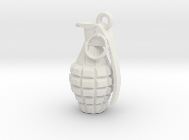Grenade pendant in White Natural Versatile Plastic