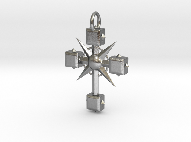 Pendant Cross And Spikes 01 - MCDStudios in Natural Silver