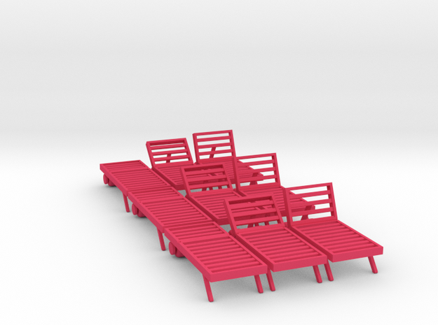 Poolside Chairs (9x), 1:48 dollhouse / O scale   in Pink Processed Versatile Plastic