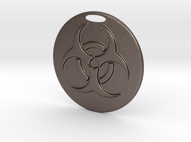 Pendant Bio Hazard Medallion 02 - MCDStudios in Polished Bronzed Silver Steel