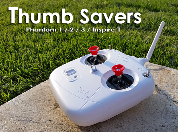 Thumb Savers - Phantom 1 / 2 / 3 / Inspire 1 in Red Processed Versatile Plastic