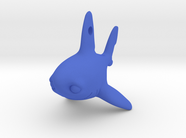 Samuel the shark pendant V2 in Blue Processed Versatile Plastic