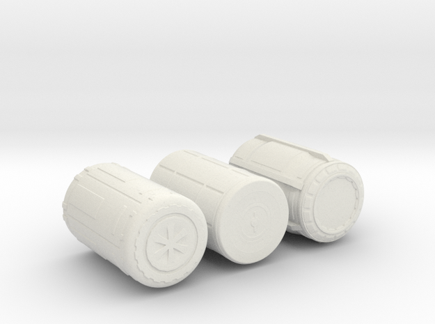 sci fi Barrels in White Natural Versatile Plastic