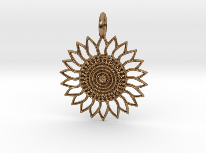 Sunflower Pendant in Brass is natural.