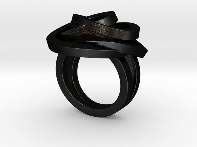 Black Steel Elegant Knot Ring