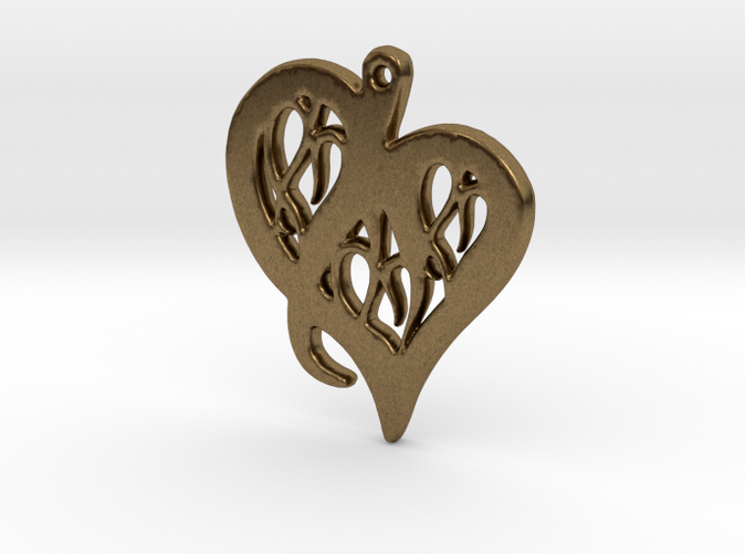 Heart Pendant in Raw Bronze 