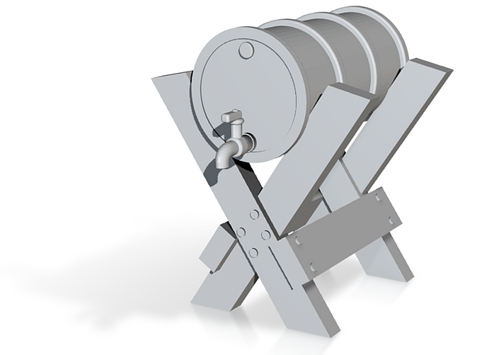 Dispense oil from this Oil Drum with Spout on Crossbuck