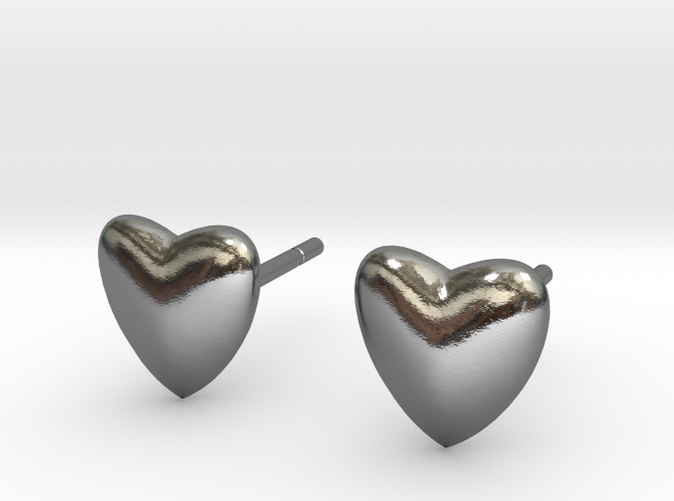 Silver heart shaped earpins