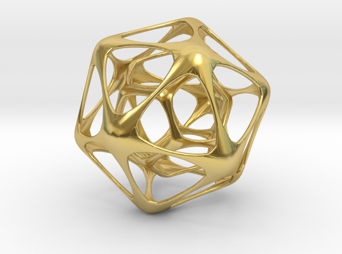 Render - Icosahedron-dodecahedron Pendant - Polished Brass