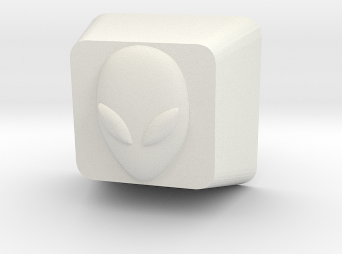 Custom 3D Alien Cherry MX Keycap in White Strong & Flexible