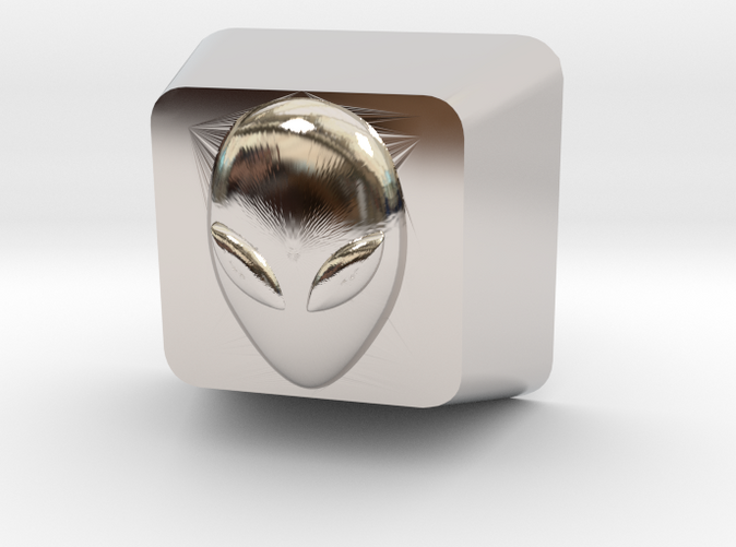 Custom 3D Alien Cherry MX Keycap in Platinum