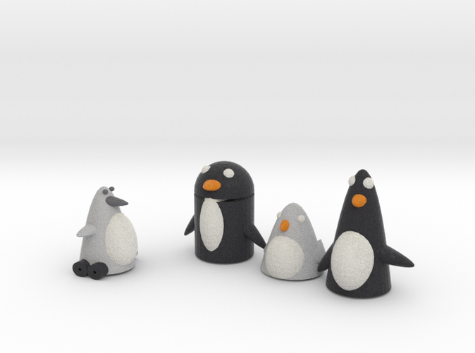 Robo Penguin meets the real Penguins Digital Art by Rachel Lawson