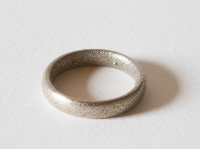The Max Pain Ring, 3D printed in stainless steel.