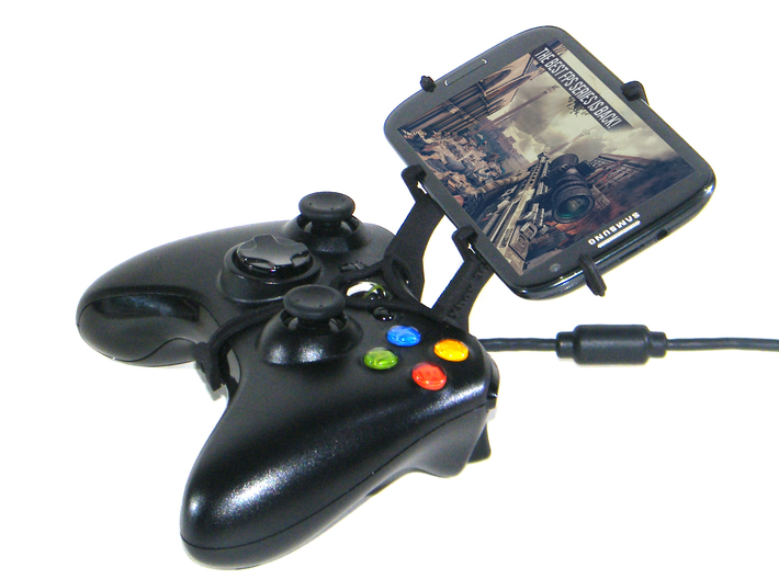 Controller mount for Xbox 360 &amp; Acer Liquid M220 3d printed Side View - A Samsung Galaxy S3 and a black Xbox 360 controller