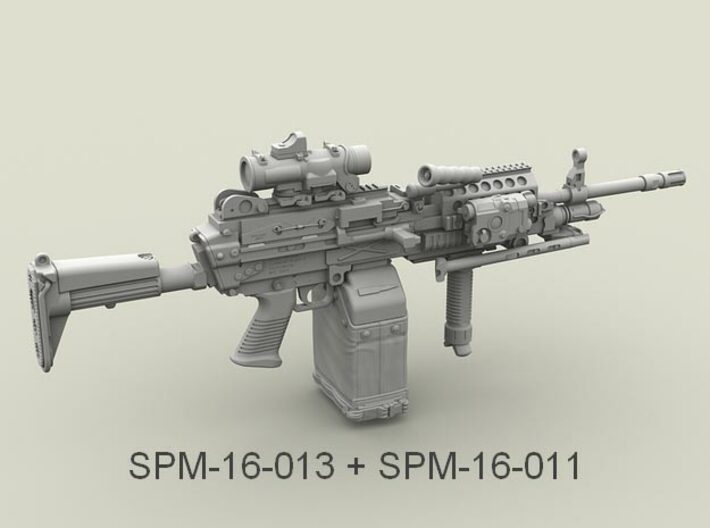 1/16 SPM-16-013 m249 MK48mod0 7,62mm machine gun 3d printed 