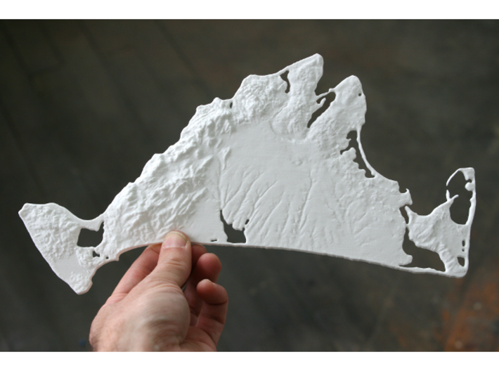 Martha's Vineyard, MA, USA, 1:100000, 13'' 3d printed Photograph of the full 12&quot; model