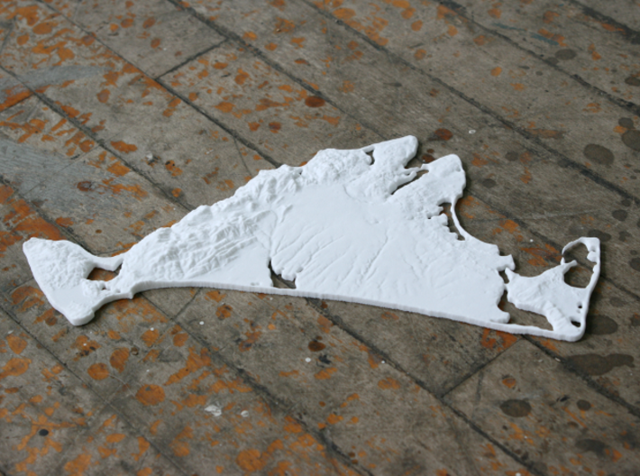 Martha's Vineyard, MA, USA, 1:250000, 5'' 3d printed Photograph of larger, more detailed, 12&quot; model