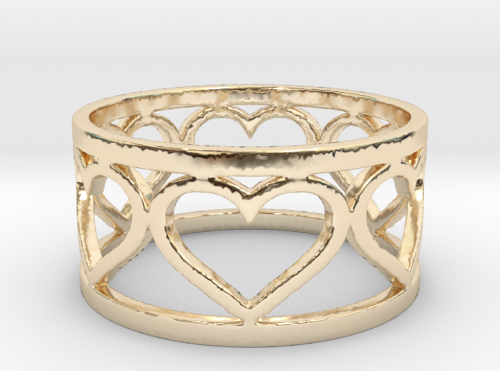 Caged Heart Ring V1 Ring Size 8 3d printed 