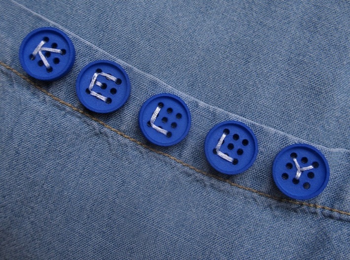 5/8&quot; alphabet buttons (dozen) 3d printed printed in blue polished S&amp;F
