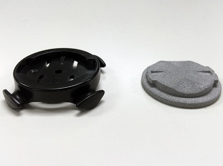 Male Mount for Garmin Edge 3d printed Male mount (right) with Female bike mount (left)