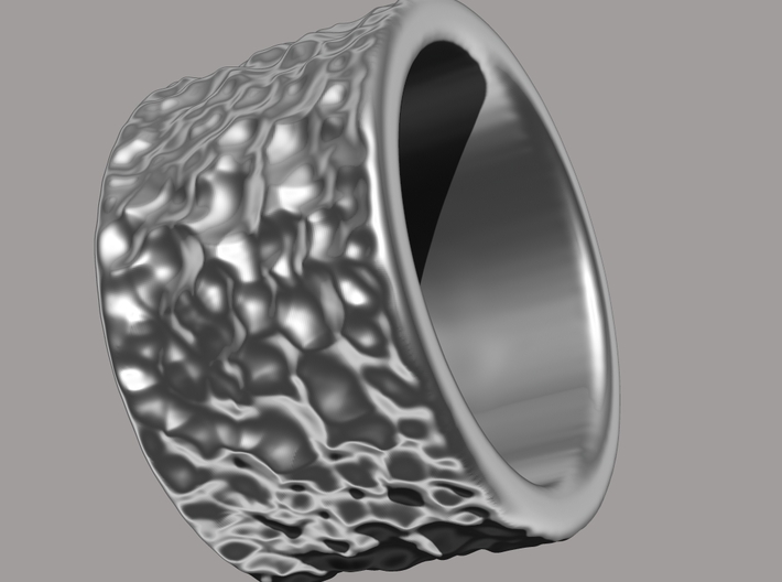 Wide Thick Band - Hammered 3d printed render