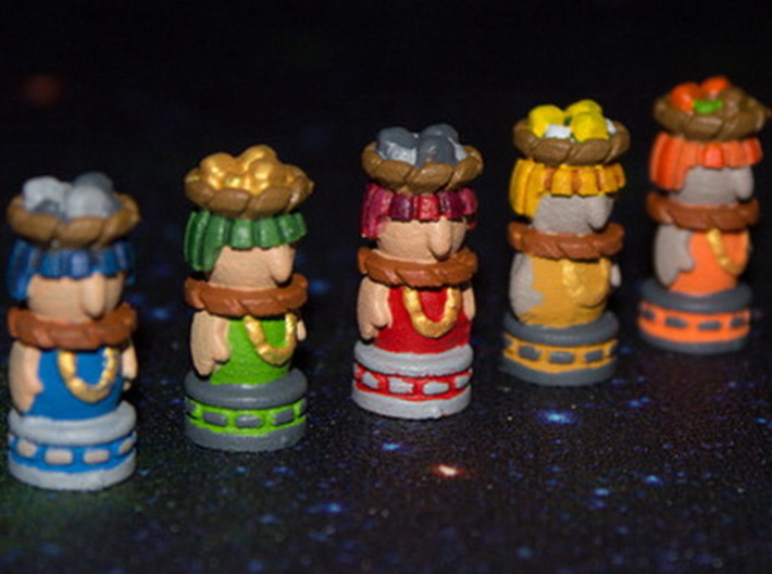 Mayan Worker Tokens (24-30 pcs) 3d printed White Strong Flexible, hand-painted. Photo courtesy of user takras (on BGG).