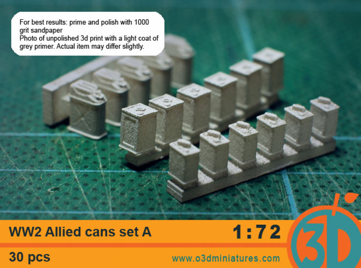 WW2 Allied Cans 1/72 scale Set A 3d printed