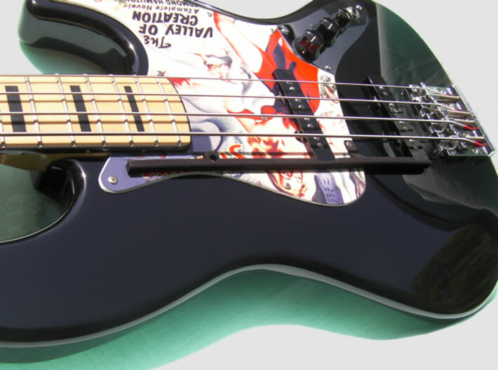 ThumbRail - fits Fender Jazz (GL/MM) 3d printed Black Strong &amp; Flexible on a Fender Geddy Lee Jazz Bass. This pic is of the prototype. See the renders for the newer, thinner version.