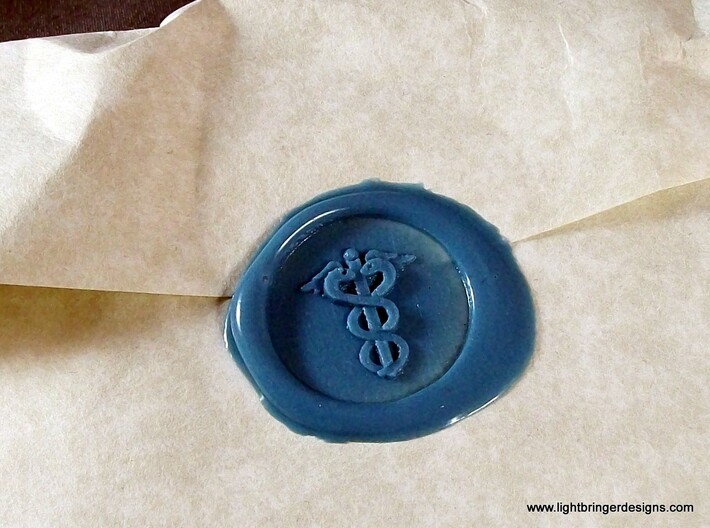 Caduceus Wax Seal (Doctor's Staff) 3d printed Clear shot of just the impression