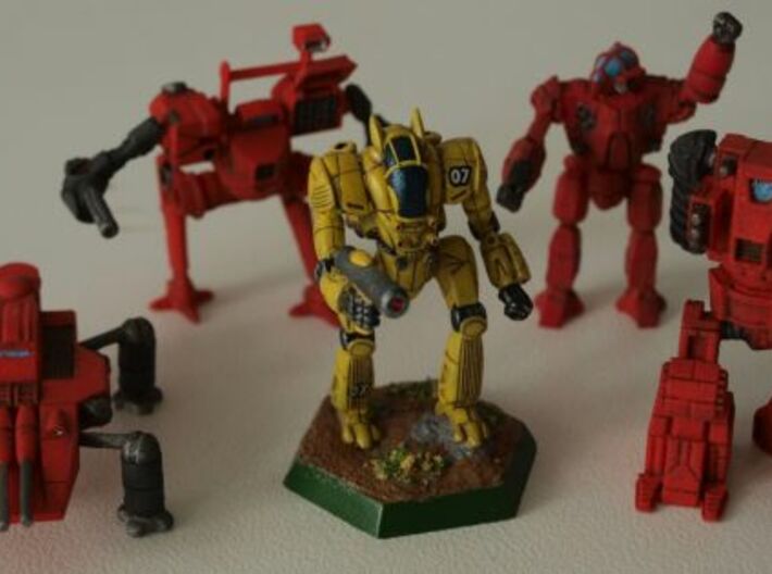 HeadLess Mecha 1/285 6mm 3d printed Group shot, bt chameleon shown for comparison purposes