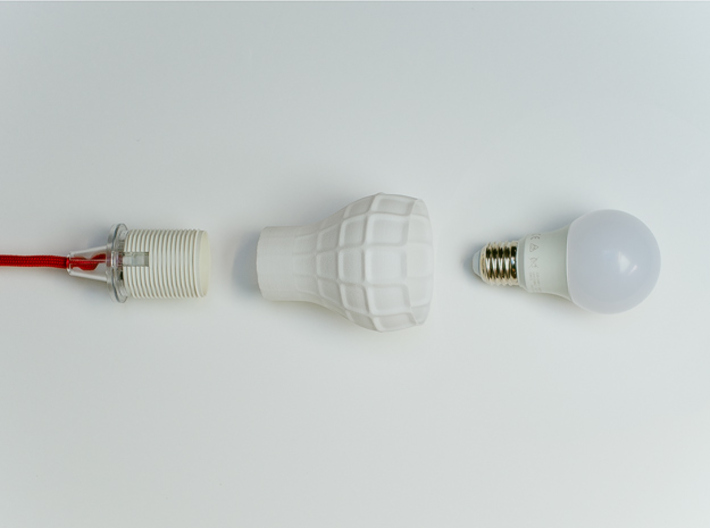 Bomba lampshade 3d printed Screw the the shader on any E27 socket with existing external srew thread