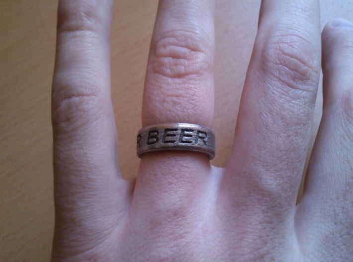 &quot;NEED FOR BEER&quot; Ring 3d printed Stainless Steel