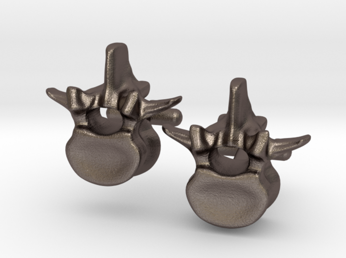 Lumbar Vertebra Cufflinks - Uninscribed 3d printed 