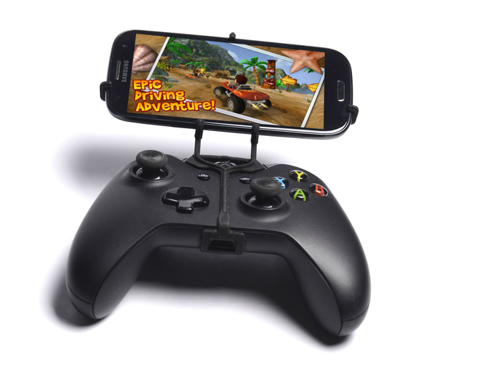 Controller mount for Xbox One & Unnecto Air 5.0 3d printed Front View - A Samsung Galaxy S3 and a black Xbox One controller