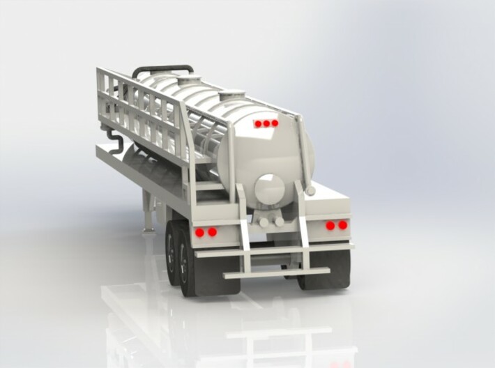 N scale 1/160 Crude oil trailer, Troxell 130 3d printed Cad render showing rear details.