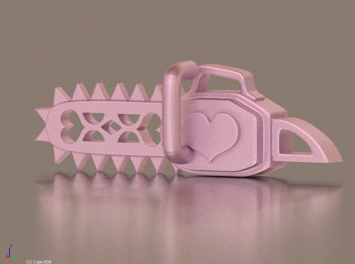 Kawaii Heart Chainsaw 7.6cm Charm 3d printed Glossy pink render :3