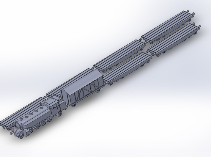 Heavy Tank Transport Train 1/285 6mm 3d printed