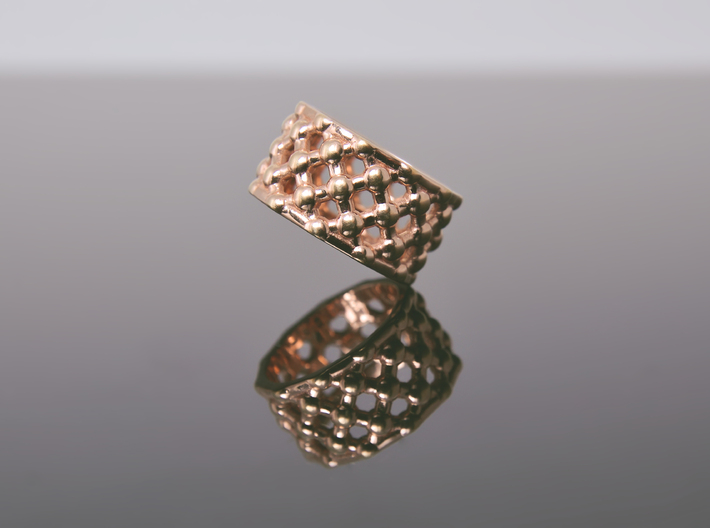 Gold Mesh Ring / Sterling Silver Mesh Ring 3d printed